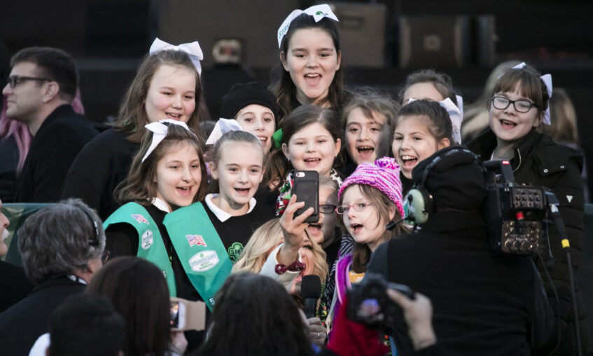 Girl Scouts at The 95th annual National Christmas Tree Lighting at the White House Ellipse in Washington on Nov. 30, 2017.